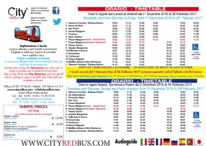 Orari City Tour Bologna dal 1DICEMBRE 2016 al 28 Febbraio 2017